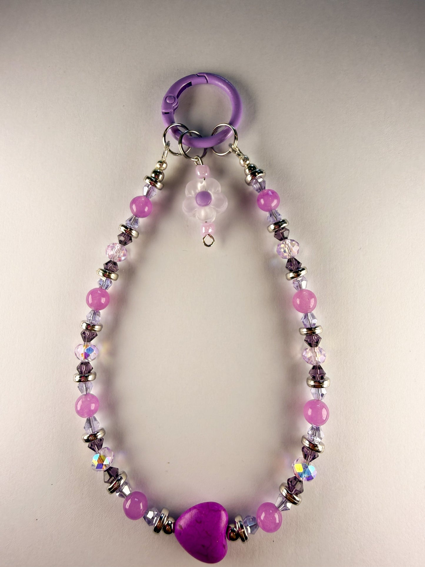 💜 Amethyst Jelly Heart Phone Chain