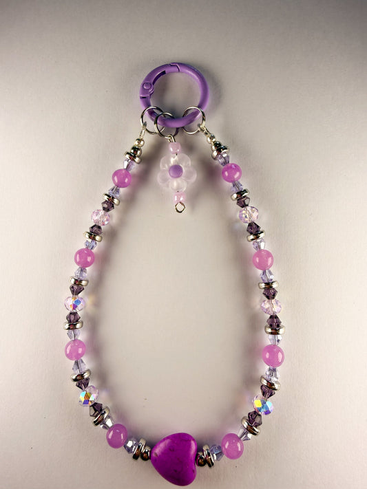 💜 Amethyst Jelly Heart Phone Chain