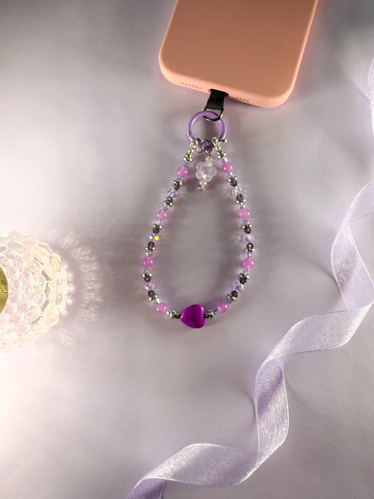 💜 Amethyst Jelly Heart Phone Chain