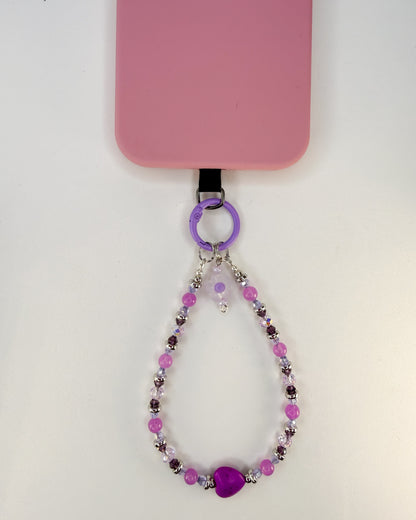 💜 Amethyst Jelly Heart Phone Chain
