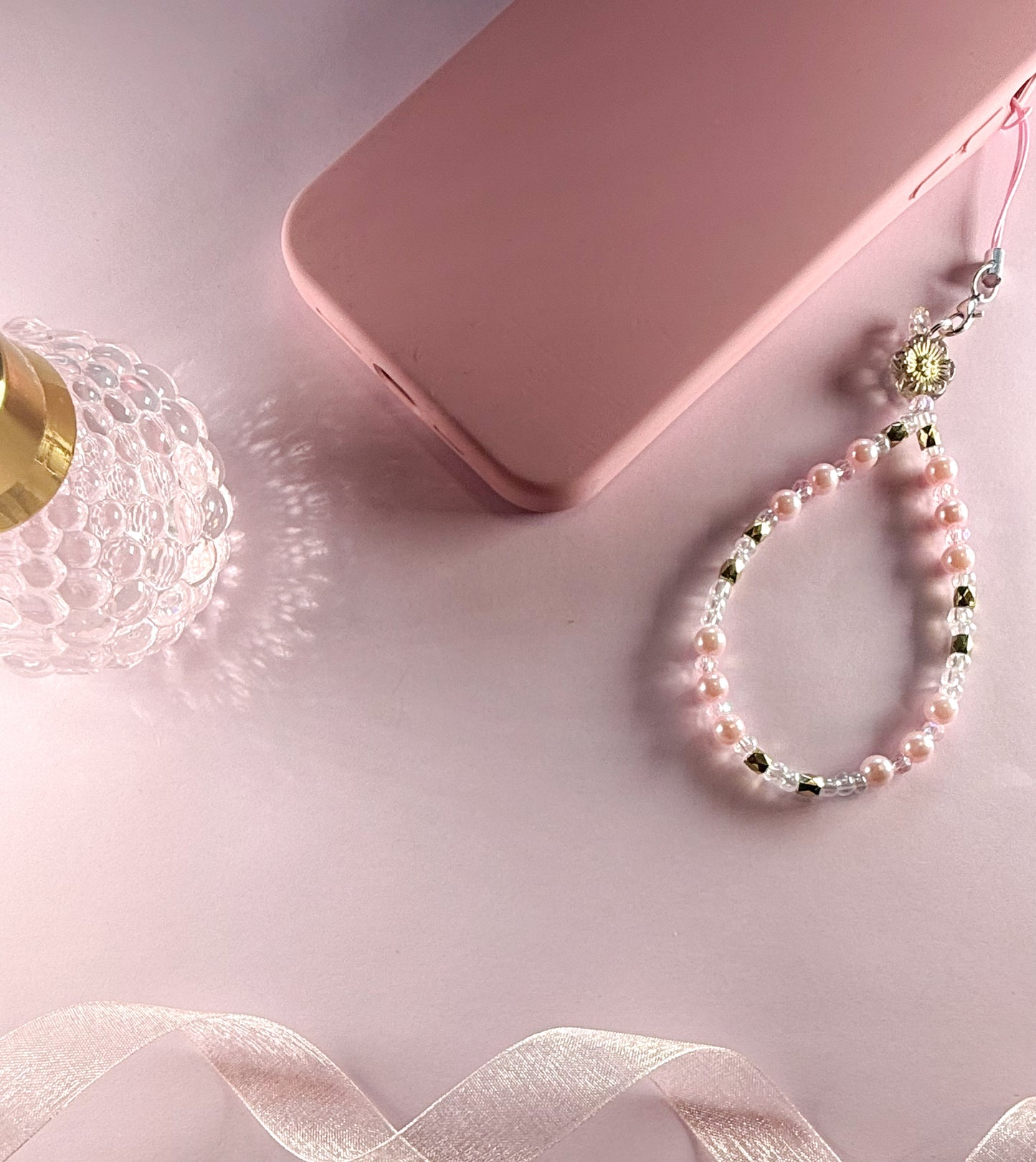 🍓 Pink Petal Kiss Phone Charm