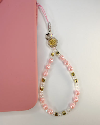 🍓 Pink Petal Kiss Phone Charm